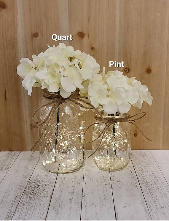Lighted Mason Jar Centerpiece Wedding Centerpiece Table Etsy
