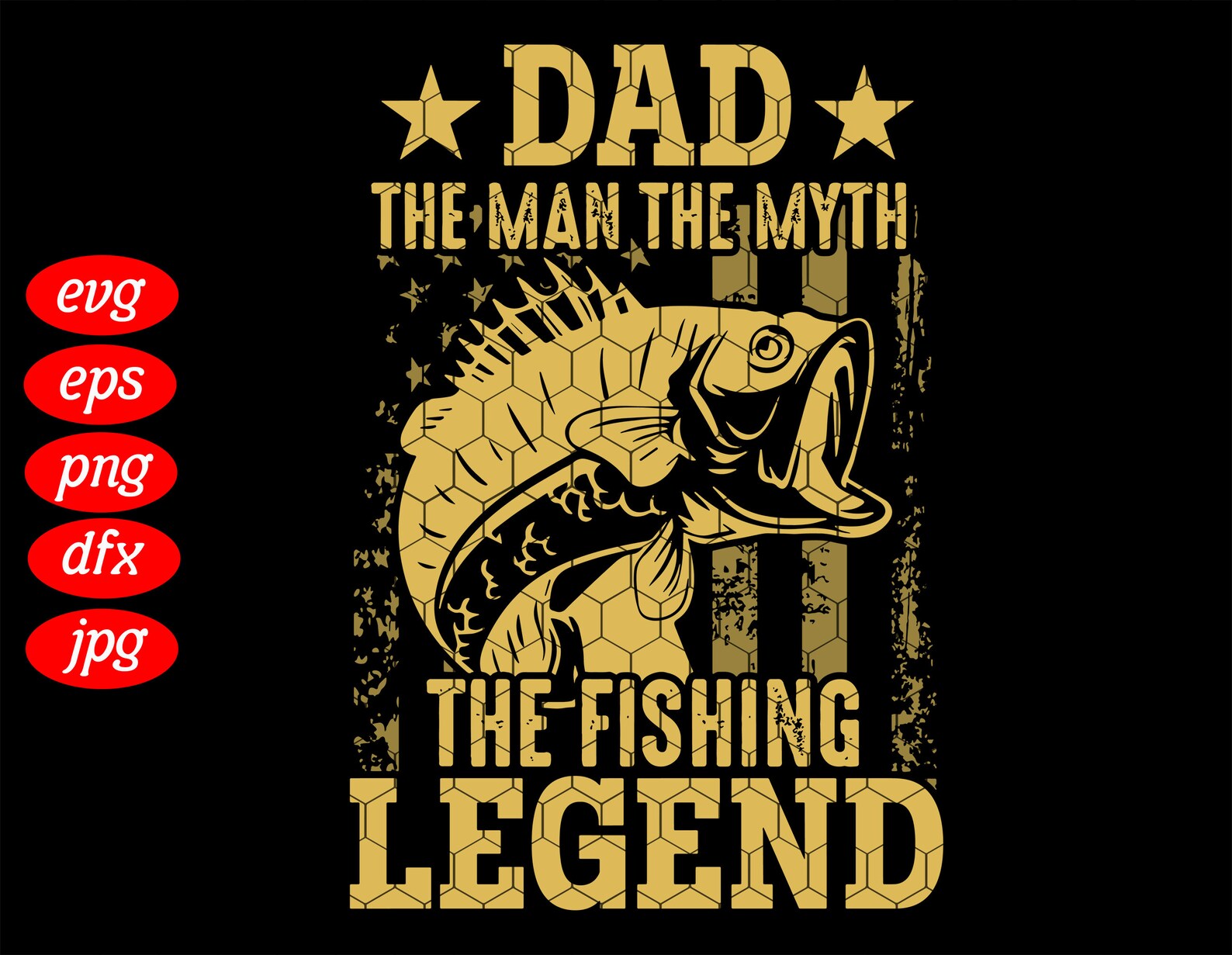 Dad The Man The Myth The Fishing Legend SVG Father's Day | Etsy