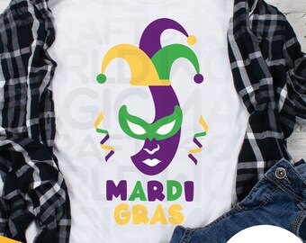 Cricut Cut Files MG018 -Personal and Commercial Use Mardi Gras Jester Mask SVG DXF Mardi Gras svg Silhouette Cut Files Carnival svg