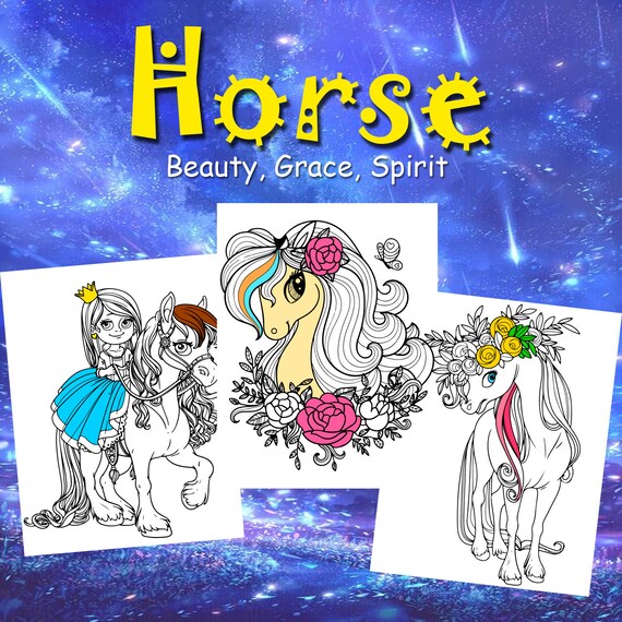Download Beauty Horse Coloring Pages Instant Download Inspired Etsy