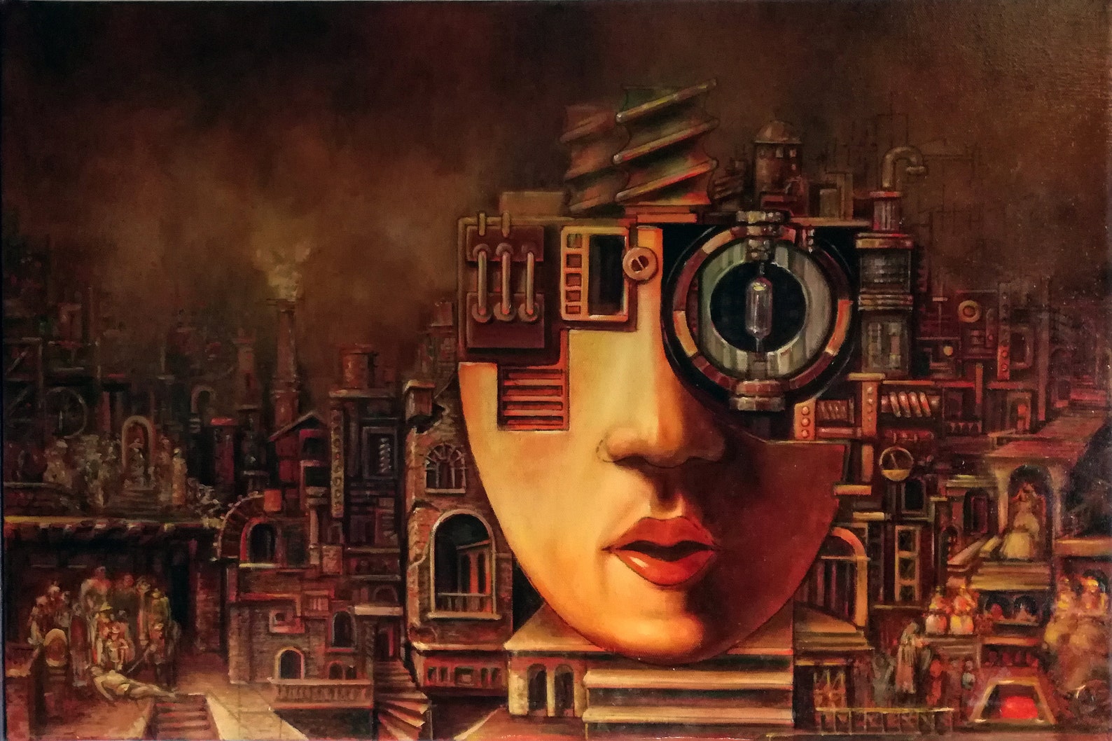 MACHİNE original artwork. Oilcolor on stretched canvas Etsy