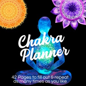 Chakra Planner- Journal- Digital Download- 42 pages- Use to Help Balance your Chakras- Reuse over and over- One time purchase