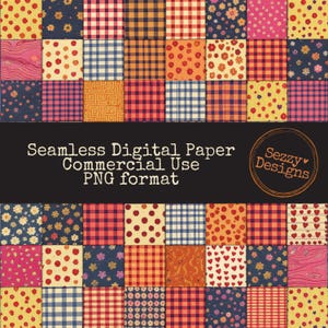 Seamless Colorful Boho Patchwork Pattern: Commercial Use PNG File (Digital Download)