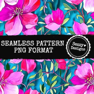 Bright Floral Seamless Pattern: Commercial Use PNG File (Digital Download)