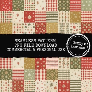 Sömlöst jullapptäckemönster: Kommersiellt bruk PNG-fil (digital nedladdning) bild 1