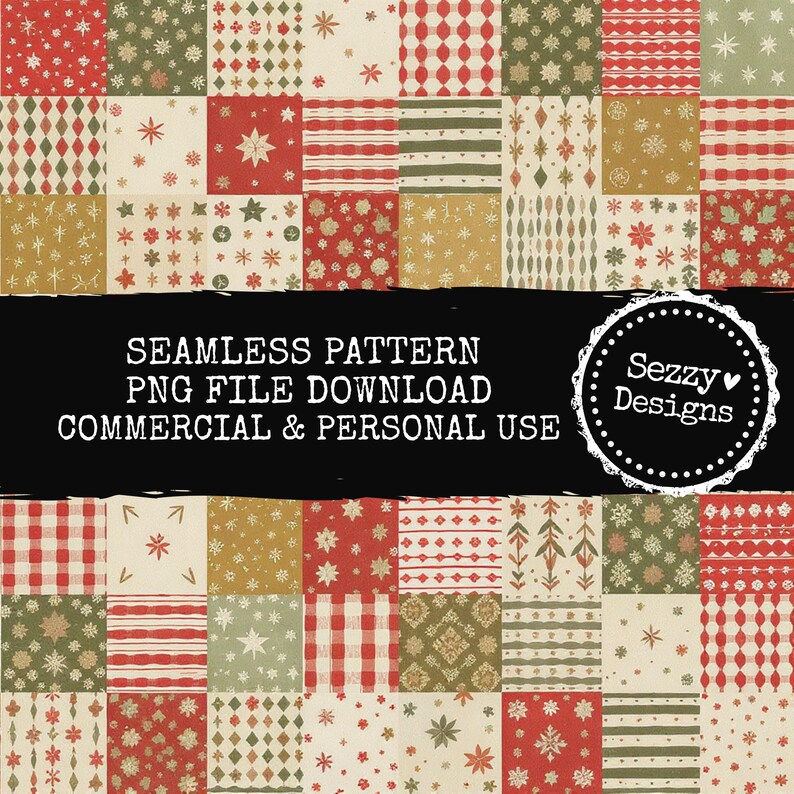 Sömlöst jullapptäckemönster: Kommersiellt bruk PNG-fil (digital nedladdning) bild 1