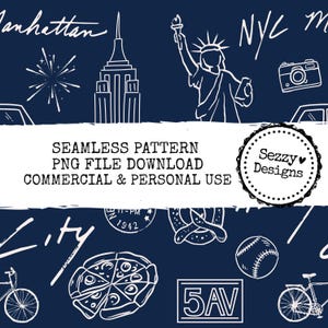NYC Seamless Pattern: Commercial Use Travel PNG (Digital Download