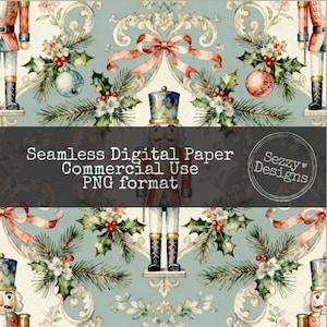 Nötknäpparjul Chinoiserie-damastmönster: Sömlös design, kommersiellt bruk (digital nedladdning, PNG-fil)