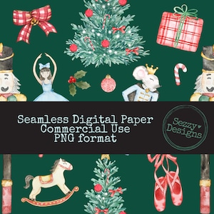 Nutcracker Christmas Seamless Pattern: PNG File (Digital Download)