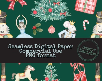 Nutcracker Christmas Seamless Pattern: PNG File (Digital Download)