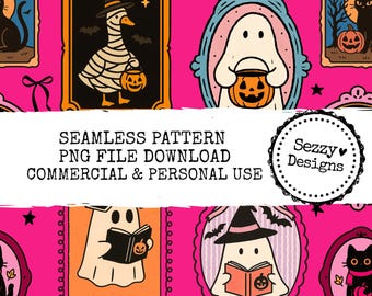 Patrón de Halloween sin costuras: Archivo PNG para uso comercial (descarga digital) - Marcos