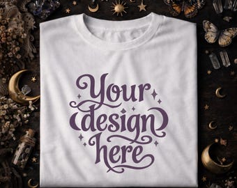 Boho skjorta mockup – vit skjorta, POD platt lay-foto, POD mockup, Boho mockup, Häxmockup