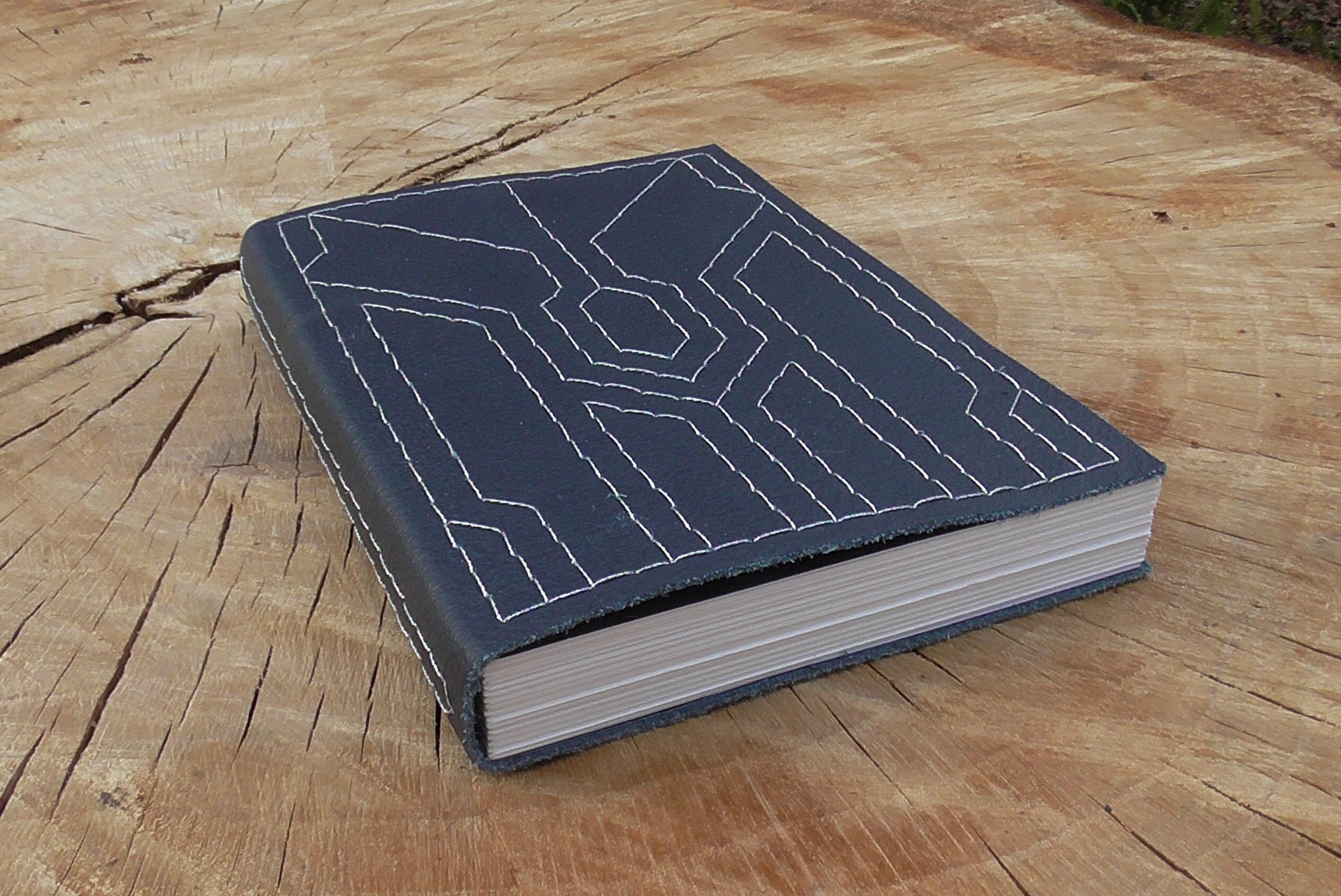 Embroidered Leather Journal Unlined Handmade Original Etsy