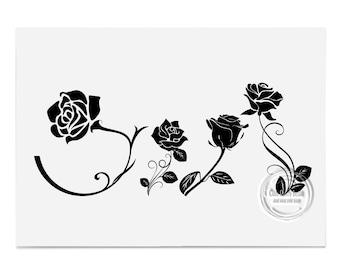 4 Swirl Zweige von Rosen, 4 Swirl Zweige von Rosen, Blume Clipart, Rosen Clipart, Blumen Clipart, Blume geschnitten Datei, Rose geschnitten Datei Sofort-Download