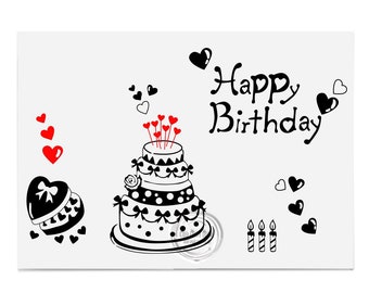 4 X Birthday Clipart, Birthday Cake Svg, Happy Birthday Svg, Birthday Gift Cut File, Happy Birthday Clipart, Instant Download