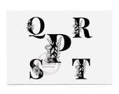 Monogram Letter P Q R S T, Floral Alphabet P-T Svg , Floral Letter Svg, Botanical Alphabet Cut File, Instant Download