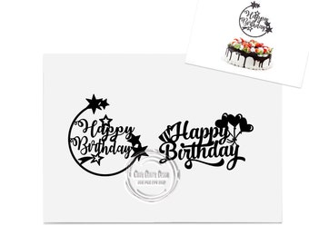 2 X CB4 Happy Birthday Cake Topper Svg, Happy Birthday Svg, Topper Cut File, Cake Topper Laser Cut, Happy Birthday Clipart, Instant Download