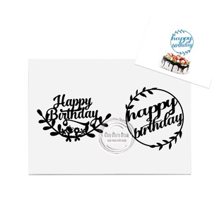 2 X CB2 Happy Birthday Cake Topper Svg, Happy Birthday Svg, Topper Cut File, Cake Topper Laser Cut, Happy Birthday Clipart, Instant Download