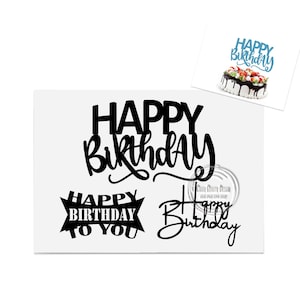 3 X CB7 Happy Birthday Cake Topper Svg, Happy Birthday Svg, Topper Cut File, Cake Topper Laser Cut, Happy Birthday Clipart, Instant Download