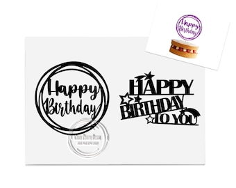 2 X CB1 Happy Birthday Cake Topper Svg, Happy Birthday Svg, Topper Cut File, Cake Topper Laser Cut, Happy Birthday Clipart, Instant Download