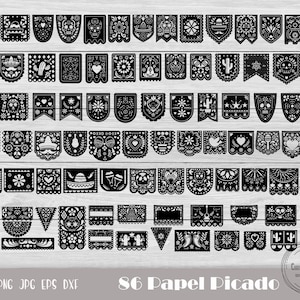 Papel Picado Banner, Papel Picado Svg, Papel Picado Clipart, Mexicaanse Banner Svg, Maxican Party Banner, Dia De Muertos Svg, Instant Download