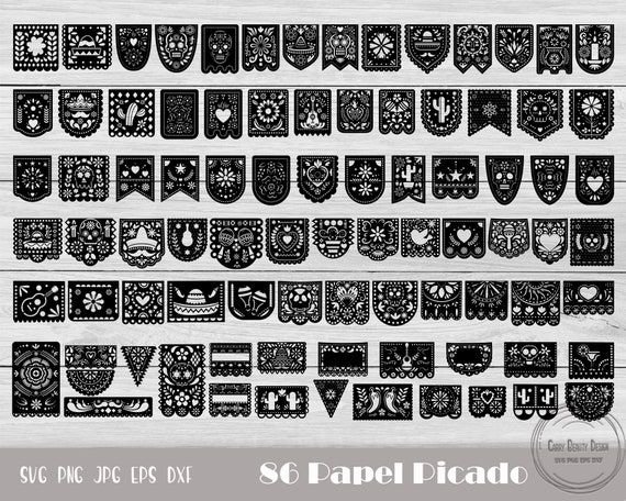 Papel Picado Banner, Papel Picado Svg, Papel Picado Clipart, Mexican Banner Svg, Maxican Party Banner, Dia De Muertos Svg, Instant Download