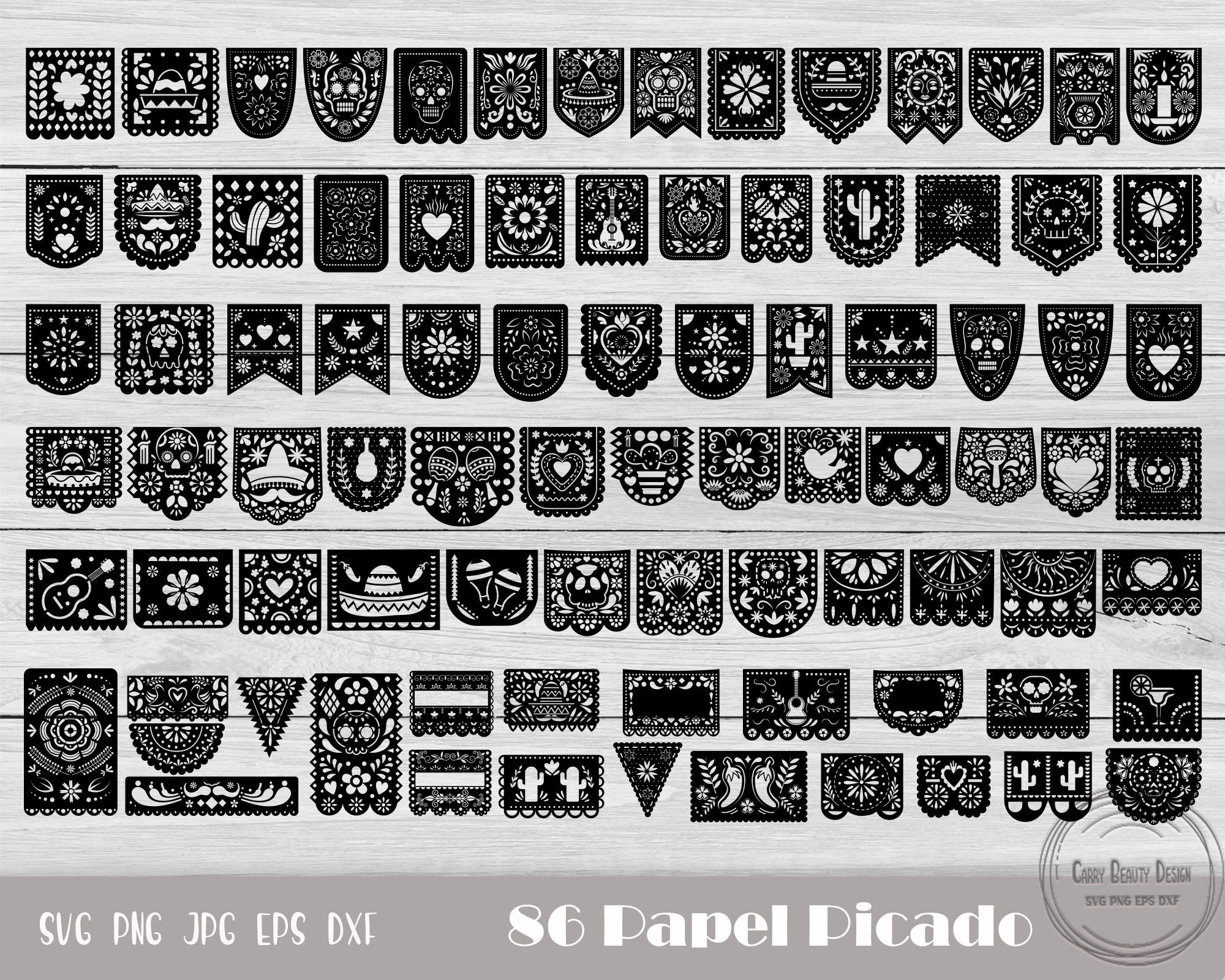 Papel Picado Banner, Papel Picado Svg, Papel Picado Clipart, Mexican Banner Svg, Maxican Party Banner, Dia De Muertos Svg, Instant Download