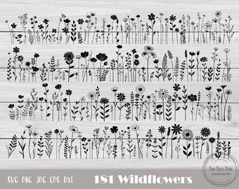 Wildflower Clipart, Stay Wild Svg, Wildflower Svg, Floral Frame Svg, Flower Bouquet Svg, Flower Sketch Svg, Spring Svg, Nature Svg