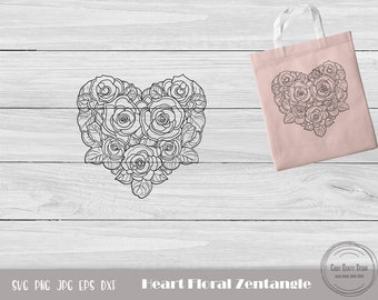 Spitze Herz svg, Herz Mandala svg, Zentangle Herz svg, Blumen Herz svg, Valentinstag svg, Blumenherz svg, Instant Download