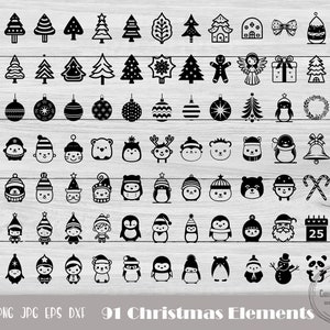 Cute Christmas Elements Svg, Christmas Svg Bundle, Christmas Cut File, Christmas Shirt Svg, Holiday Svg, Kids Christmas, Instant Download