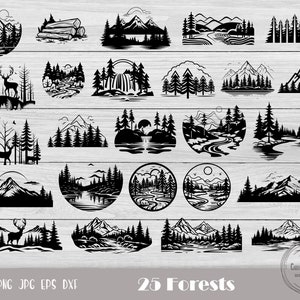 Landschap Svg, bos Svg, avontuur Svg, buiten Svg, herten Svg, natuurscène Svg, boslandschap Svg, Camping Svg, Instant Download
