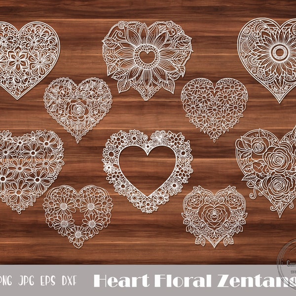 Zentangle Heart Svg, Lace Heart Svg, Heart Mandala Svg, Intricate Svg, Floral Heart Svg, Flower Heart Svg, Heart Svg,  Instant Download