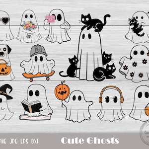 Cute Ghost Bundle, Ghost Svg For Cricut, Funny Ghost Svg, Ghost Svg Halloween, Ghost Reading Svg, Ghost With Coffee, Halloween Svg Bundle
