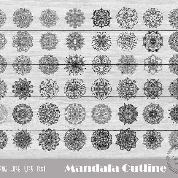 Mandala Outline, Mandala Svg, Mandala Flower Svg, Mandala Cut File, Zentangle Svg, Laser Engraving, Mandala Stencil, Instant Download