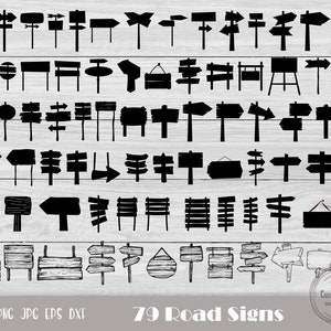 79 道路標識 SVG、直接標識 SVG、道路標識クリップアート、道路標識カットファイル、ストリート標識クリップアート、木製標識カットファイル、即時ダウンロード