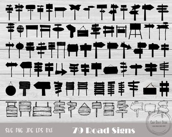79 道路標識 SVG、直接標識 SVG、道路標識クリップアート、道路標識カットファイル、ストリート標識クリップアート、木製標識カットファイル、即時ダウンロード