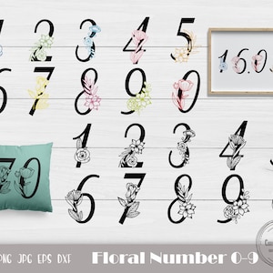 Flower Number Svg, Botanical Numbers, Birthday Numbers Svg, Anniversary Svg, 0-9 Number Svg, Floral Number Svg, Instant Download
