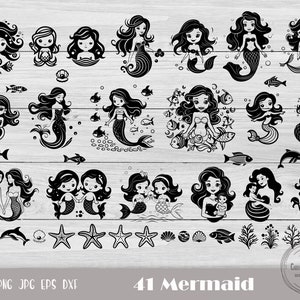 41 Little Mermaid Svg, Cute Mermaid Svg, Mermaid Cut Files, Mermaid Bundle Svg, Mermaid Svg Bundle, Under The Sea Svg,  Instant Download