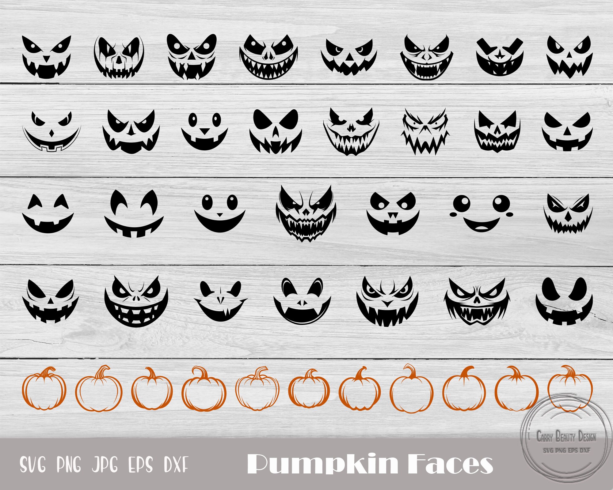 Scary Pumpkin Face SVG PNG, Halloween Vintage Pumpkin SVG, Scary Face DXF  SVG PNG EPS - SVGbees