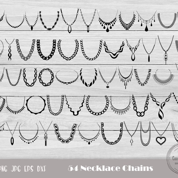 Chain Svg Bundle, Necklace Svg, Chain Necklace Svg, Metal Chain Svg, Chain Silhouett, Chain Link Svg, Pendant Svg, Pearl Necklace Svg