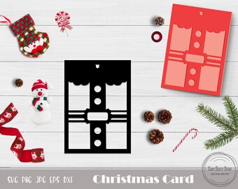 Christmas Card Svg, Santa Claus Svg, Christmas Template, Christmas Cut File, Nativity Card Svg, Card Template Svg, Instant Download