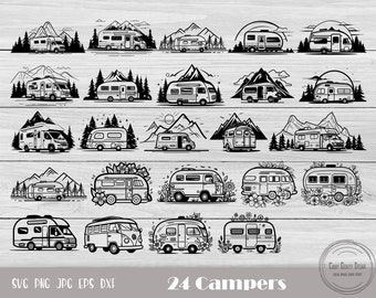 24 Camping Svg-bundel, zomer Svg, Camping Png, Outdoor Svg, Adventure Svg, Camp Life, Camper Svg, wandelen Svg, bergen, Instant Download