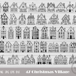 Christmas Town Svg, Winter House Bundle, Winter Village Svg, Winter Landscape Svg, Winter Canal House, Paper Village Svg, Christmas House