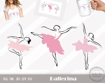 3 X バレリーナ SVG、バレリーナ カット ファイル、バレエ ダンサー SVG、レイヤード バレリーナ SVG、バレリーナ PNG、女の子 SVG、即時ダウンロード