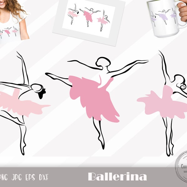 3 X Ballerina Svg, Ballerina Cut File, Ballet Dancer Svg, Layered Ballerina Svg, Ballerina Png, Girl svg, Instant Download