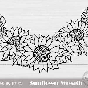 Sonnenblume Schmuck, Sonnenblume Monogramm Schmuck, Sonnenblume Png, Sonnenblume geschnitten Datei, Sonnenblume Clipart, Sommer Schmuck, Blumenkranz Schmuck, Sofort Download