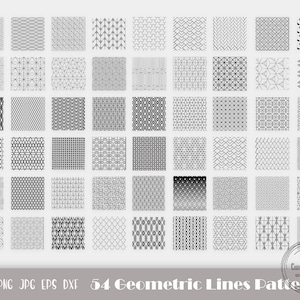 54 種類のシームレス パターン SVG、幾何学的 SVG、幾何学的クリップアート、幾何学的ベクター、線パターン SVG、幾何学的パターン SVG、即時ダウンロード