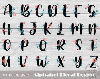 Floral Alphabet Svg, Alphabet Cut File, Botanical Alphabet, Floral Letter Svg, Flower Alphabet Svg, Floral Monogram Svg,  Instant Download