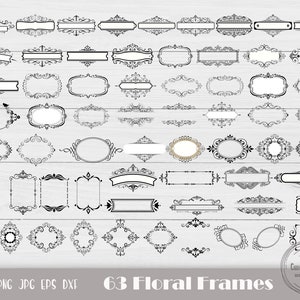 Floral Frame Svg, Floral Border SVG, Floral Label Svg, Decorative Labels Svg, Floral Frame Vector, Floral Text Banner Svg, Instant Download