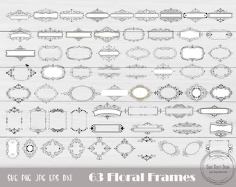 Floral Frame Svg, Floral Border SVG, Floral Label Svg, Decorative Labels Svg, Floral Frame Vector, Floral Text Banner Svg, Instant Download